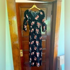 Black & Rose Midi Dress